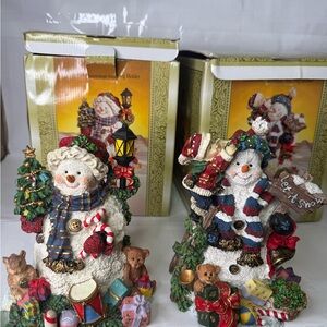 Grandeur Noel Festive Snowman Stocking Holder Set Box included